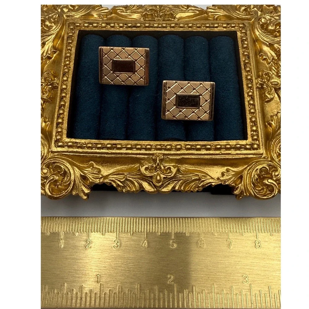 Swank Cufflinks OS Vintage 12K Gold Filled Quilted Textured Mid Century Modern